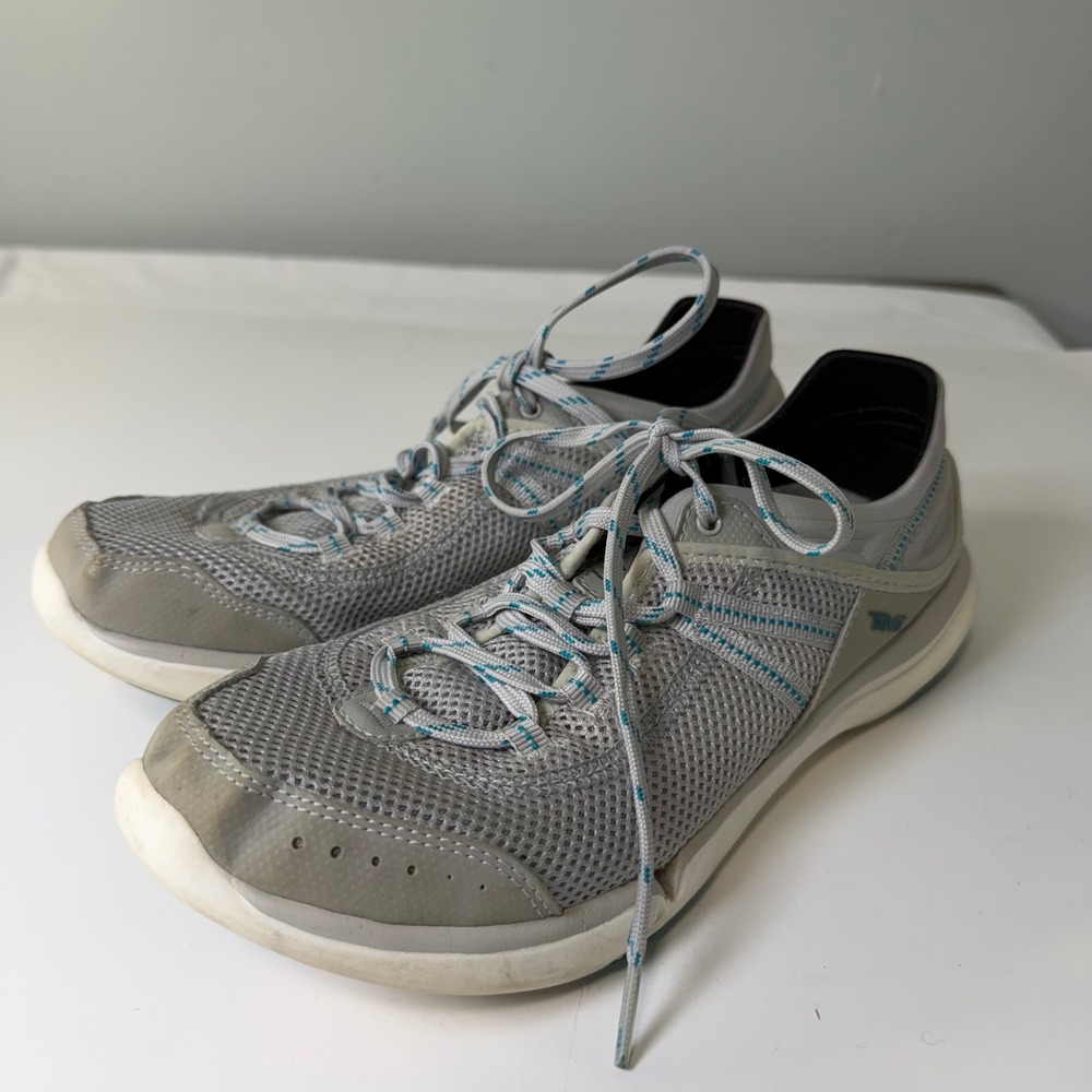 Teva Evo Womens Grey Mesh Lace Up Water Athletic Walking Shoes Size‎ 8
